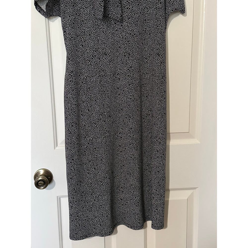 Lularoe Polka Dot Printed Tie Waist T-Shirt Shift Dress Black Women's Size M - Picture 2 of 7